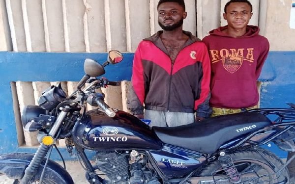 Police arrest two for bolting with employer’s motorbike, goods