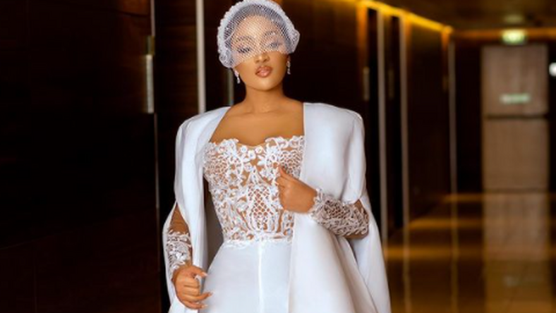 Stunning: This bride cleverly chose a jumpsuit wedding gown that did magic on her big day