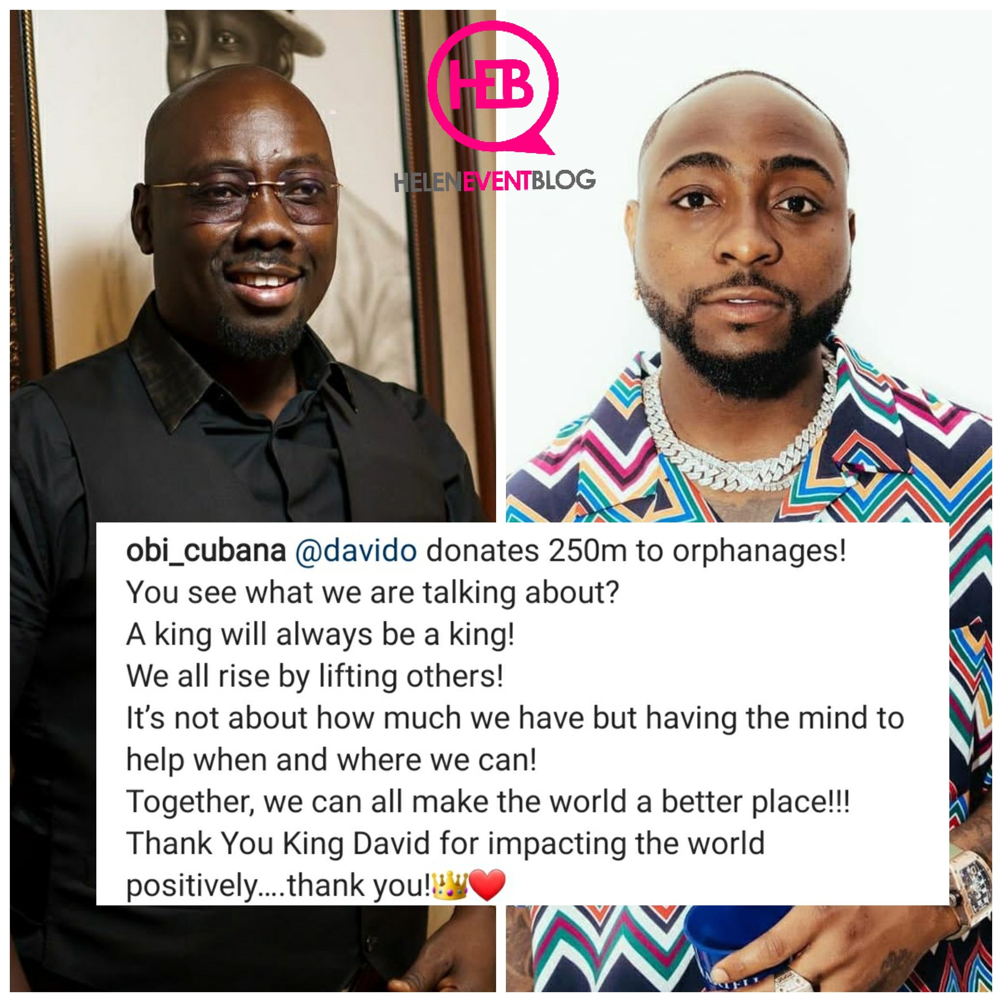 Obi Cubana Reacts To Davido’s N250m Donation