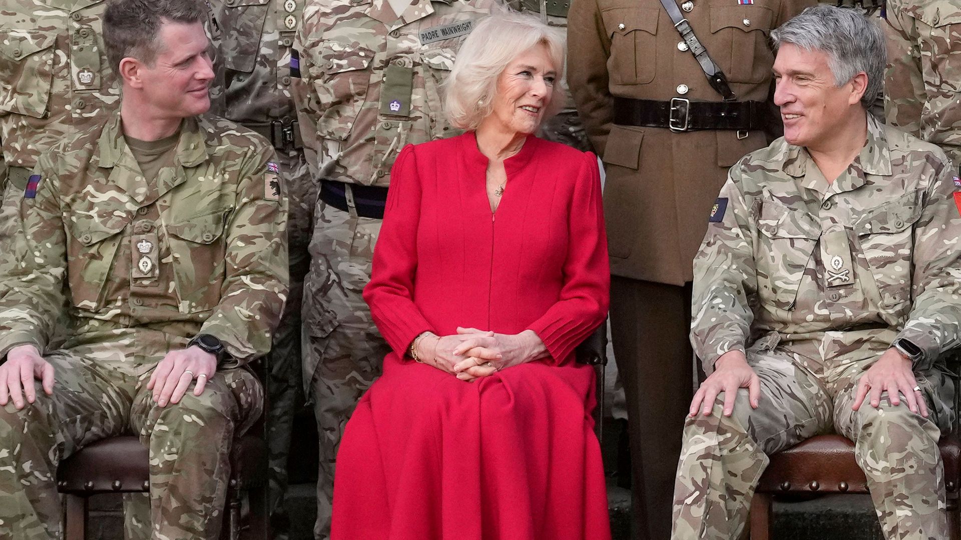 Queen Camilla red dress