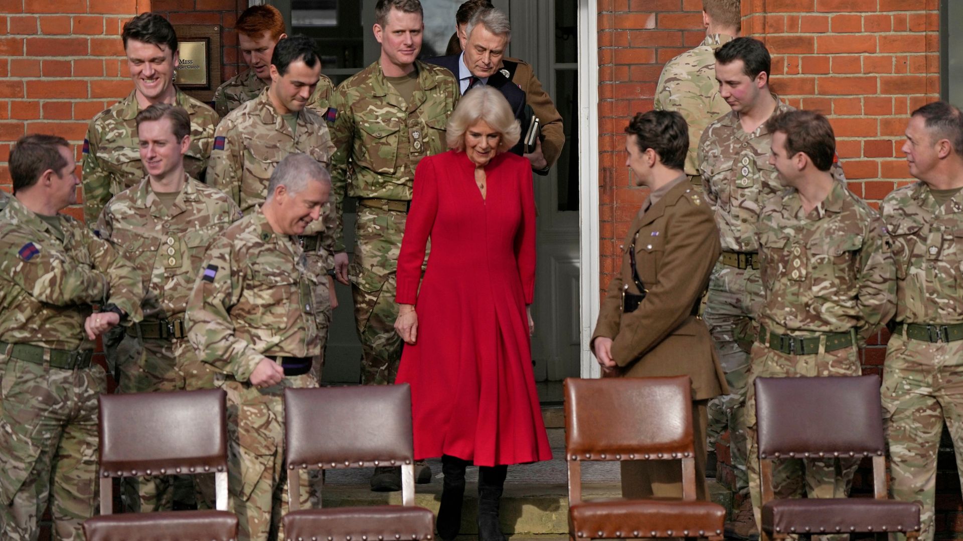 Queen Camilla red dress
