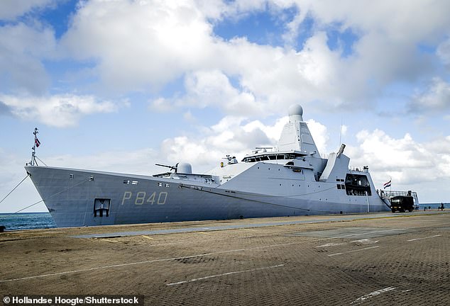 A look at the Zr.Ms. Holland, the ship that carried the king and Queen and their daughter out of Aruba