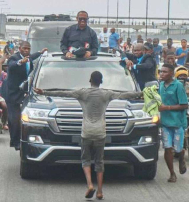 Cubana Chief Priest promises to assist teen who stood in front of Peter Obi’s convoy during Lagos rally