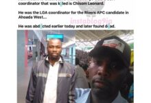 APC Campaign DG Found Dead In Rivers State