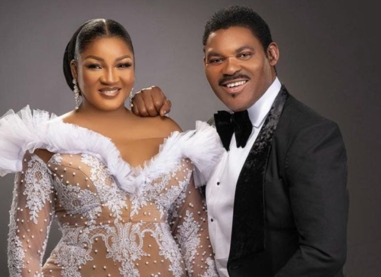 Omotola, husband mark 27th wedding anniversary with racy bedroom photo