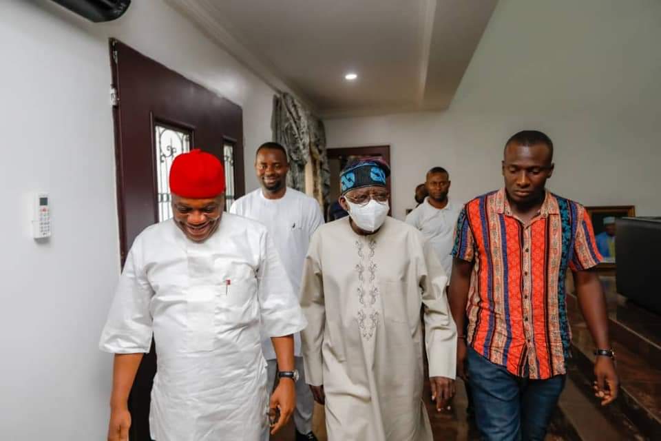 President-elect Tinubu commiserates with Senator Orji Kalu over wife's death