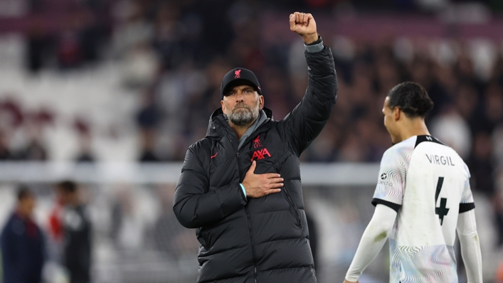 Jurgen Klopp saluted the travelling Liverpool fans after the 2-1 win at West Ham