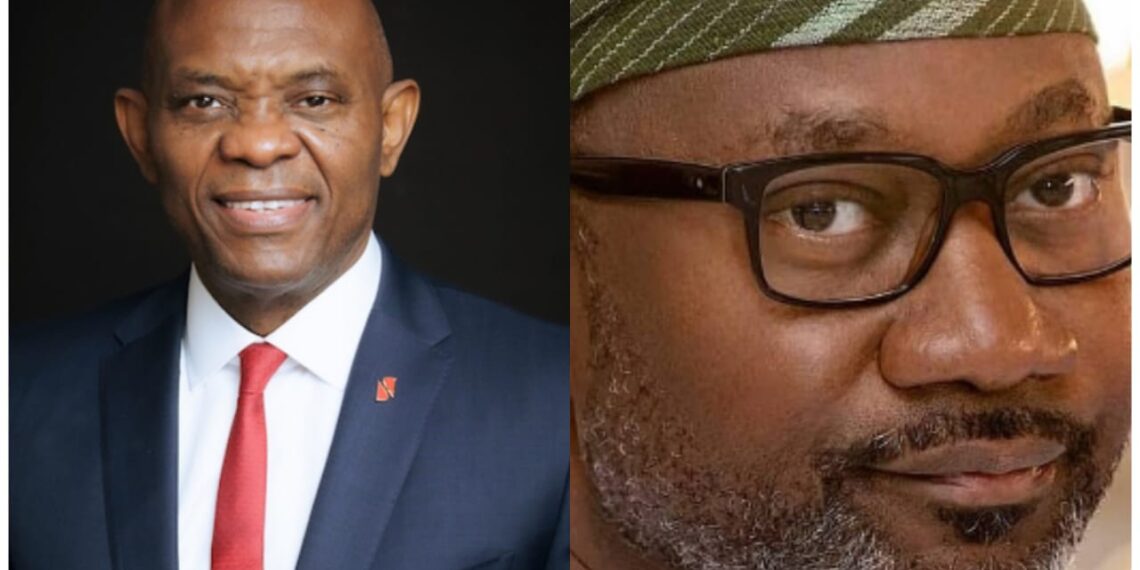 Nigerian businessman Femi Otedola and chairman of Transnational Corporation of Nigeria (Transcorp), Tony Elumelu