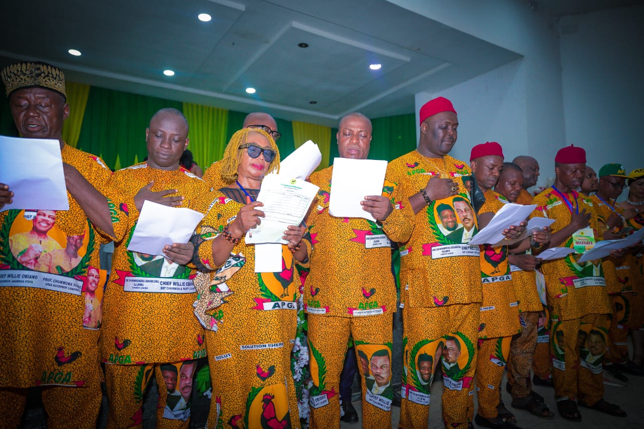 APGA HOLDS STATE CONGRESS IN ANAMBRA AS BARR. OBIOKOYE EMERGES STATE CHAIRMAN By Christian ABURIME Barrister Ifeatu Obiokoye has emerged as the Anambra State Chairman of the All Progressives Grand Alliance, APGA. Barrister Obiokoye emerged after being unanimously elected to the position during the party's 2023 State Congress. Governor of Anambra State and National Leader of APGA, Prof. Chukwuma Charles Soludo observed the Congress for newly elected officers of the party which was held at Professor Dora Akunyili Women's Development Center, Awka. Other officers that emerged alongside Barr. Obiokoye include; State Deputy Chairman - Mr. Paul Uzor, State Vice Chairman South - Surplus Ezewuzie, State Vice Chairman North - Odinaka Azubuike Ozoechina, State Vice Chairman Central - Chief Nduka Ubi Okoye, State Secretary - Levi Obiadu, Asst. State Secretary - Ekene Nnadinma, State Treasurer - Mrs Veronica Uche Nweke, State Asst. Treasurer - Mr Uche Maduekwe, State Financial Secretary - Josephson Okezie, Asst. Financial Secretary - Nnamdi Ifejika, Publicity Secretary - Mofunanya Ikechukwu Peter and Asst. Publicity Secretary - Nze Ikechukwu Okoye. Others are; Legal Adviser - Barr. Innocent Izuchukwu Okafor, Asst. Legal Adviser - Barr. Victor Onwumelu, Welfare Secretary - Hon. Chikaodili Nonyelu, Asst. Welfare Secretary - Martin Otika, Organizing Secretary - Sylvanus Udezuka, Asst. Organizing Secretary - Iykon Okoli, Women Leader - Mrs Esther Onyekwesi, Asst. Women Leader - Mrs. Chinwe Umerie, Youth Leader - Tochukwu Obiadi, Asst. Youth Leader - Hon. James Anagor Chukwuemeka, Auditor - Oraegbunam Uchenna, Asst. Auditor - Barr. Chidi Anasiudu, State Empowerment & Disability - Mrs. Gloria Udevi, Asst. State Empowerment & Disability - Mrs. Amaka Okoli, Ex Officio - Kizito Onunkwo, Ex Officio - Barr. Ugo Ibeneme and Ex Officio - Osundu Ozumba. Shortly after the administration of the oath of office on the newly elected officers they all pledged to devote all of their time, skills, and resources to serving the party. Governor Soludo thanked the party's outgoing National Chairman, Chief Victor Oye, and Anambra State APGA Chairman, Sir Nobert Obi, for steering the party safely to its present height as the third largest party in the country He emphasized that no faction exists in the party and that APGA has remained strong under their leadership, pointing out their unwavering commitment to the party has tremendously help to position it as a force to reckon with in the country "Some of you have paid your dues to APGA, the first party with progressives in its name, which will lead Nigeria to the promised land. "We are inviting other progressives to join the grand alliance because true leadership requires all progressives to work together. "Those who left are now in transit. We'll open our hands wide to welcome them back to the party when the wind blows. "You will go into the political wilderness if you leave APGA the way some people did," Governor Soludo advised. "All progressives call APGA home." I congratulate all 326 wards represented here today, as well as all statutory members, on the successful ward and LGA congresses. They were democratic, and the people's voice was heard. "I congratulate you all on being successful delegates from each ward and unanimously choosing the personality to lead you." "On Wednesday next week, the national convention will hold and a new leadership will be elected. "We will be eternally grateful to everyone who has served and remained faithful to this party," he said. "Some call APGA a spirit, while others call it a movement." We refer to it as a progressive movement. "I commend all aspirants who ran and did not win but remained true to the ideals of the party. APGA is Anambra, and Anambra is APGA. "Anambra will continue to grow from strength to strength under APGA!" "I also want to congratulate you all on your tremendous success in the recent election, particularly in the Anambra House of Assembly." There was a huge wind that blew, but APGA remains firm," the Governor stated. In his vote of thanks, the newly elected State Chairman of the party, Barr. Obiokoye pledged his commitment to discharge his duties effectively and ensure the party remains in harmony, growing from strength to strength. The state congress was observed and witnessed by officials from the Independent National Electoral Commission, INEC (EPM). The officials were lef by the HOD EPM Mr Emmanuel Isong, Nkiru Gibson, Ajunwa Kingsley and Nonso Okolo Anambra State Deputy Governor, Dr. Onyekachukwu Ibezim, Speaker, Anambra State House of Assembly, Rt. Hon. Uchenna Okafor, Deputy Speaker Anambra State House of Assembly, Dr. Paschal Agbodike, Chief of Staff to the Governor, Mr. Ernest Ezeajughi, Head of Service, Barr. Theodora Igwegbe, APGA State Working Committee, Members of APGA Board of Trustees, State APGA State Caucus, APGA Delegates, INEC officials, among others attended the Congress.
