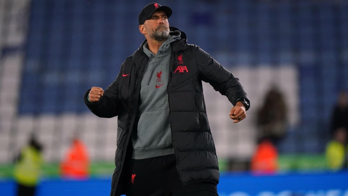 Liverpool manager Jurgen Klopp celebrates the win over Leicester (Tim Goode/PA)