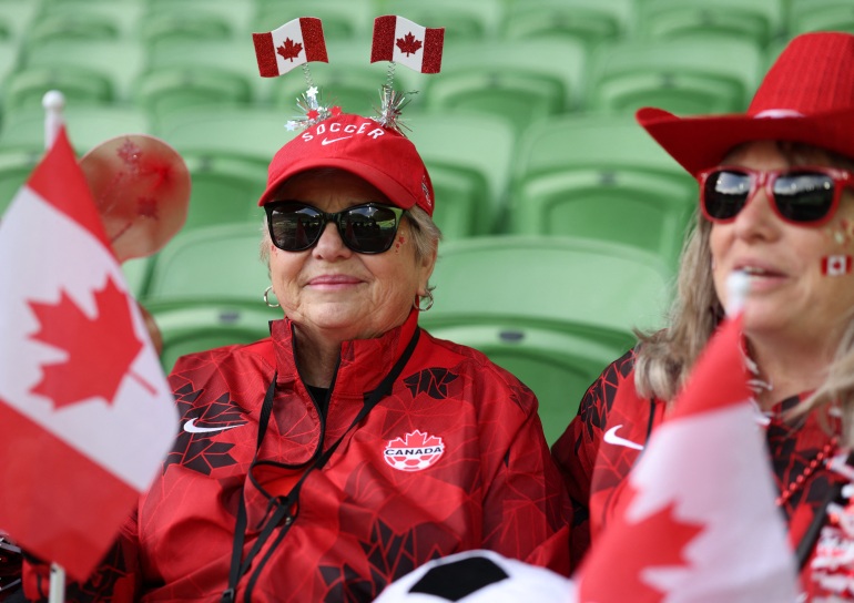 Soccer Football - FIFA Women’s World Cup Australia and New Zealand 2023 - Group B - Nigeria v Canada - Melbourne Rectangular Stadium, Melbourne, Australia - July 21, 2023 Canada fans inside the stadium before the match REUTERS/Asanka Brendon Ratnayake