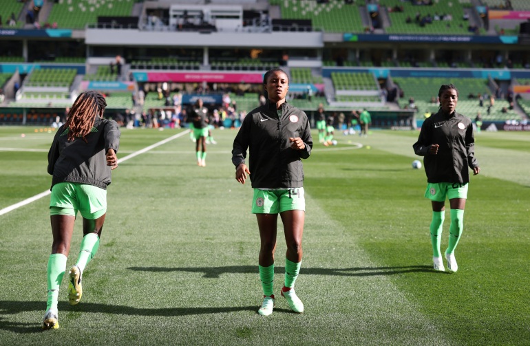 Soccer Football - FIFA Women’s World Cup Australia and New Zealand 2023 - Group B - Nigeria v Canada - Melbourne Rectangular Stadium, Melbourne, Australia - July 21, 2023 Nigeria's Oluwatosin Demehin during the warm up before the match REUTERS/Asanka Brendon Ratnayake