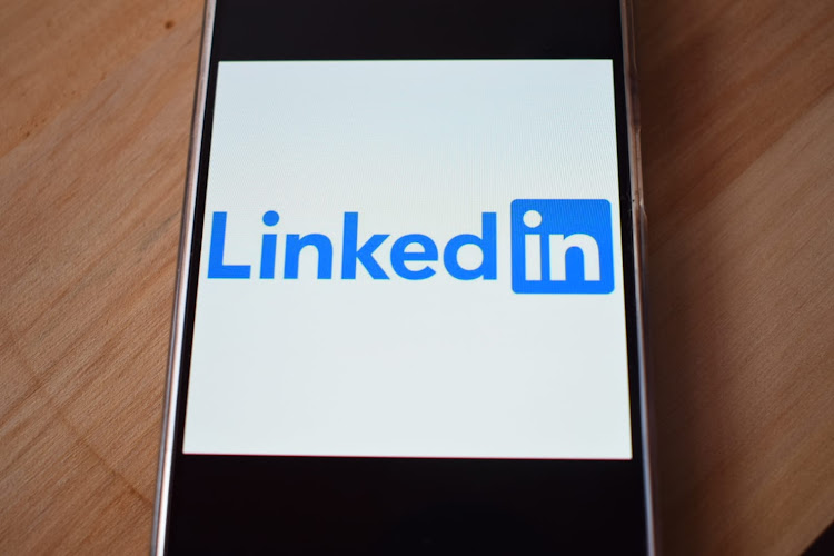 LinkedIn logo on a phone