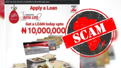 Nigerians, Beware of Facebook Account Impersonating Zenith Bank and Offering Fake Loans