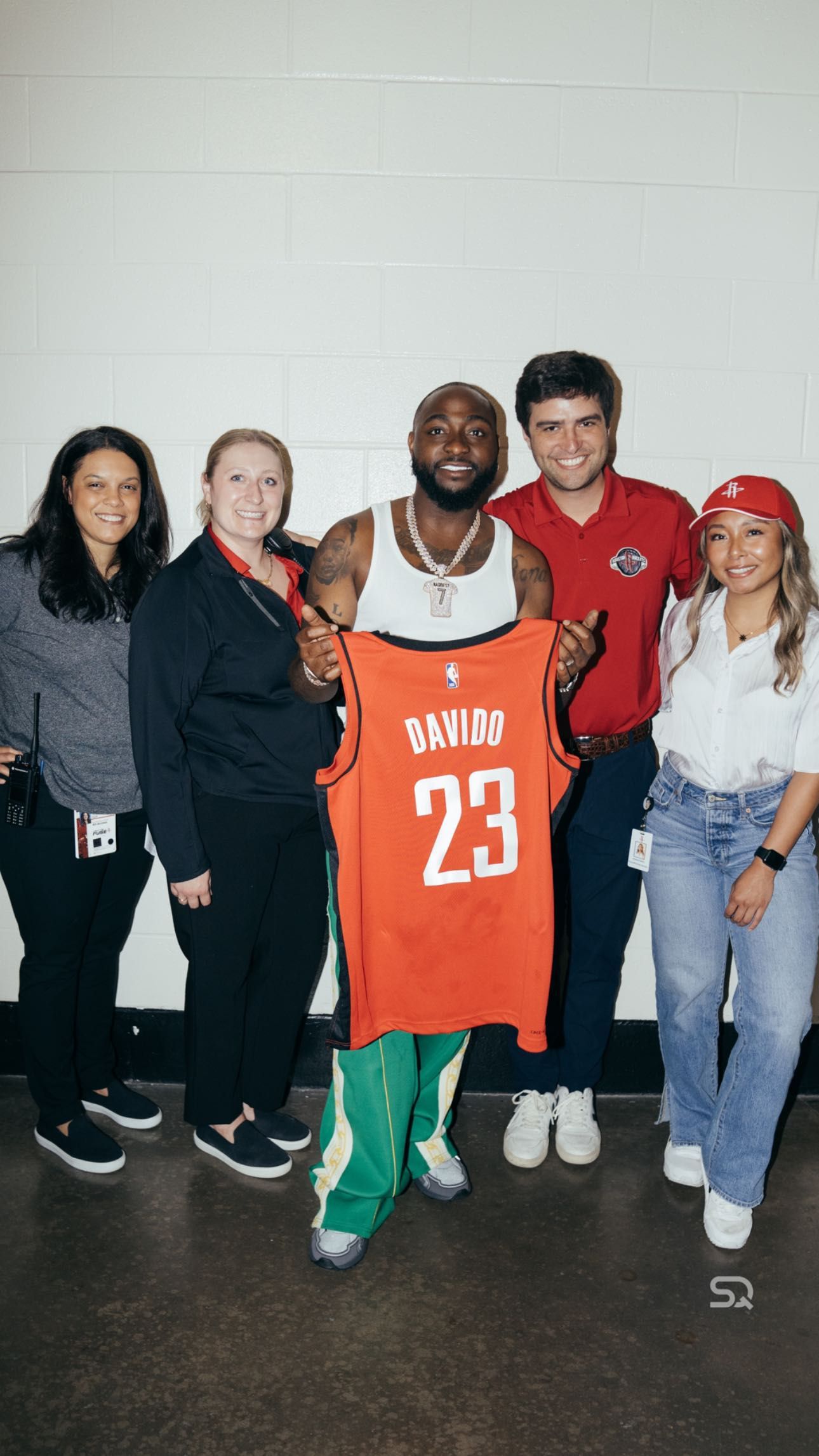 Davido took to social media to show off a Houston Rockets jersey he received after performing at the arena.