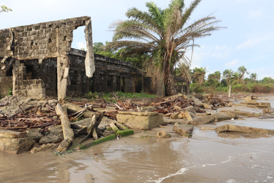 The destroyed naval base along the coast. Credit: Ekpali Saint.