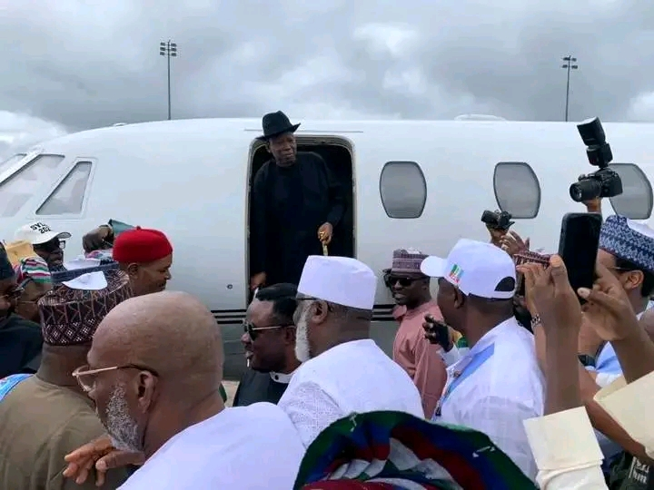 Photos: Ganduje arrives Bayelsa for APC gov campaign
