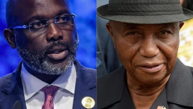 Liberia's President George Weah, left, had beaten opposition leader Joseph Boakai in the 2017 election © AHMAD GHARABLI, SEYLLOU / AFP/File