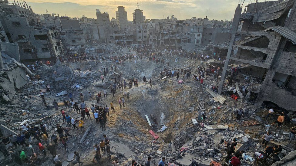Aftermath of Israeli air strike in Jabalia, in the northern Gaza Strip on 31 October 2023