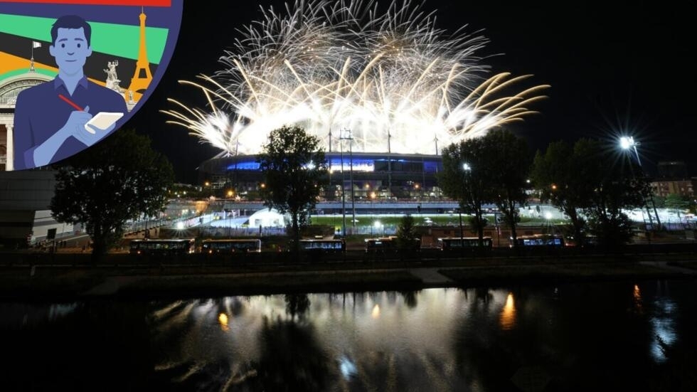 Fireworks signal the end of the 2024 Summer Olympics closing ceremony taking place at the Stade de France, Monday, Aug. 12, 2024, in Saint-Denis, France.