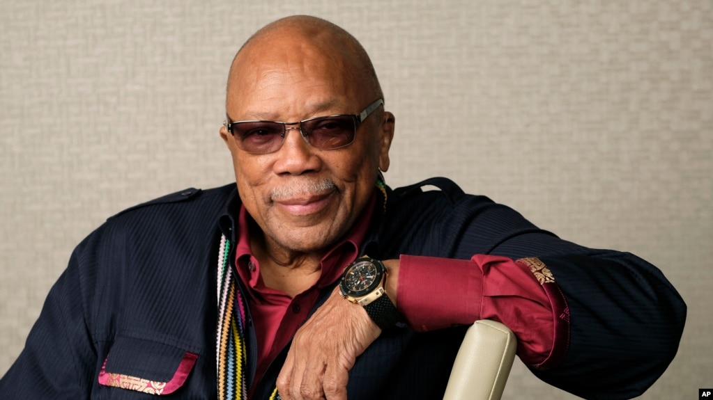 FILE - Music producer Quincy Jones poses for a portrait to promote his documentary "Quincy" during the Toronto Film Festival on Sept. 7, 2018, in Toronto.