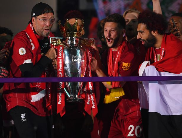 Liverpool celebrate winning the Premier League in 2020