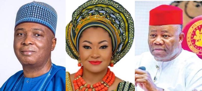 former Senate President, Bukola Saraki, Senator Natasha Akpoti-Uduaghan and Senate President, Godswill Akpabio