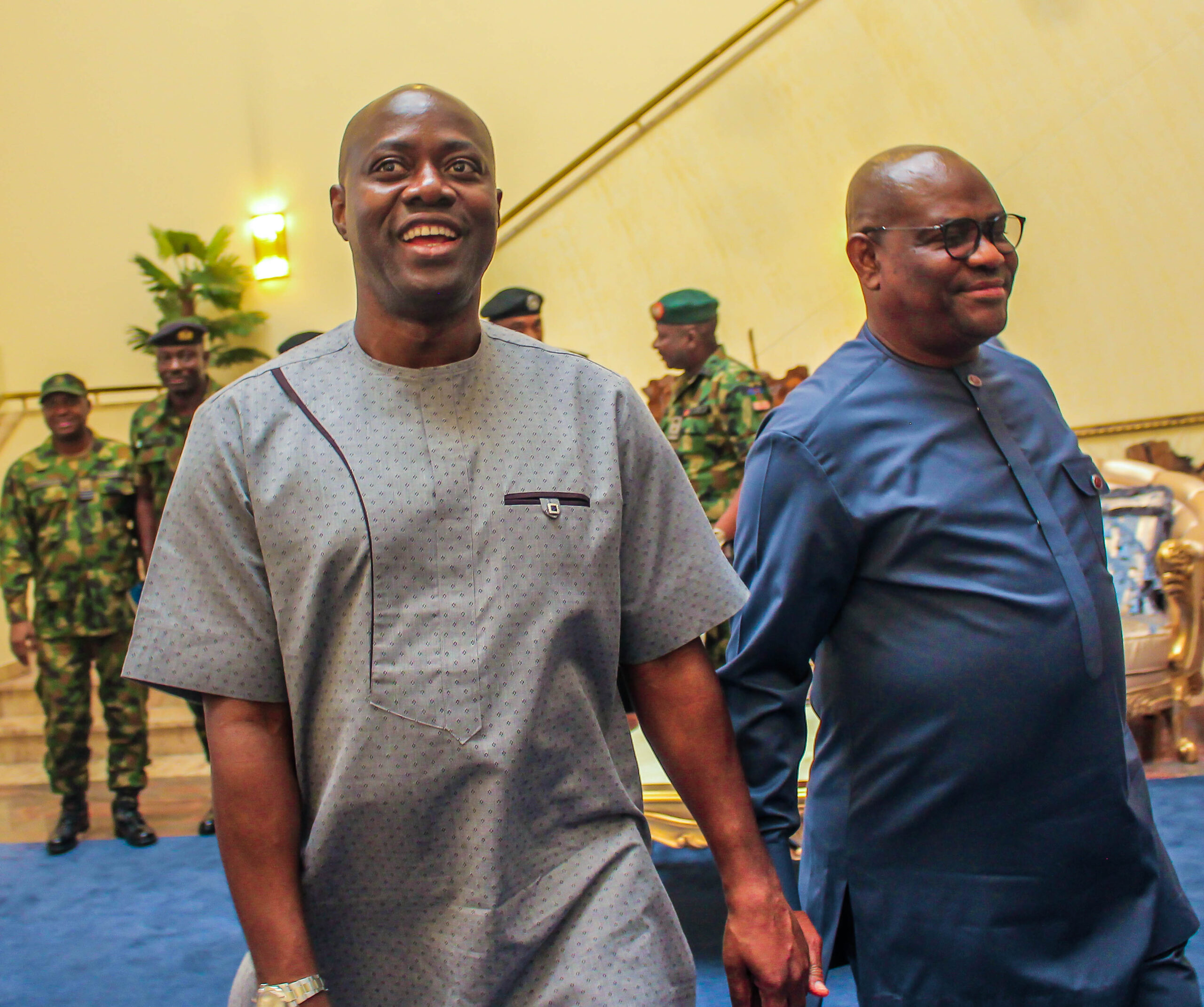 Governor Seyi Makinde of Oyo State (left) and FCT Minister, Nyesom Wike