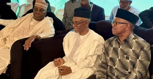 Atiku, El-Rufai, Obi offer prayers for Buhari in Daura. Credit: Faith Maji