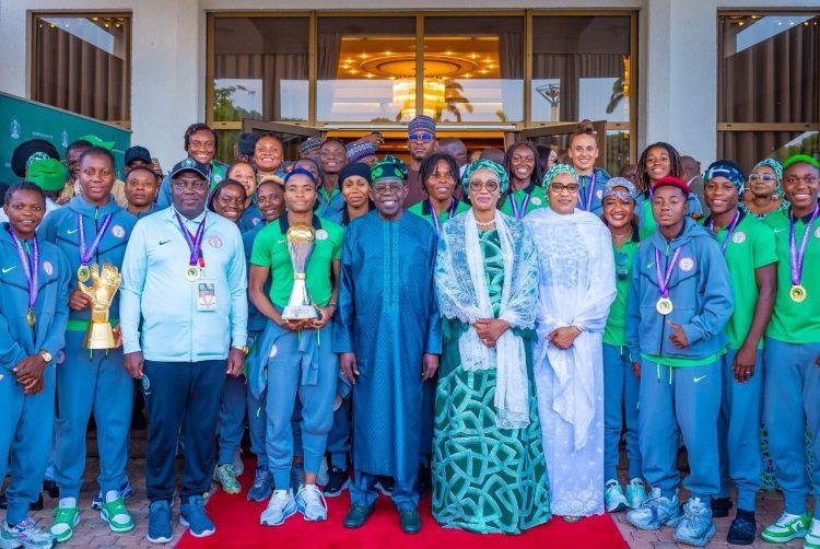 Super Falcons with President Bola Tinubu