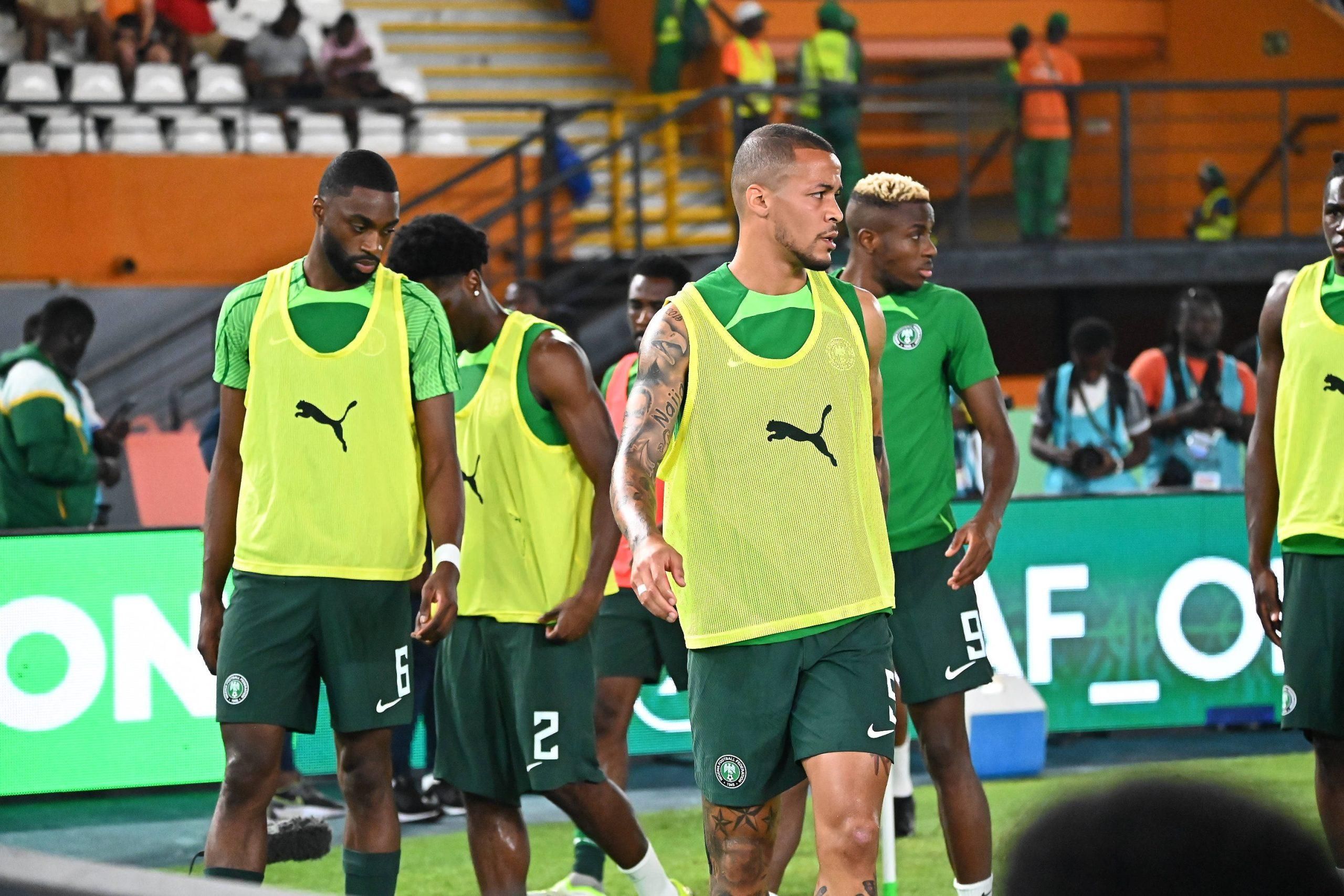 Super eagles players Semi Ajayi, William Troost-Ekong, Victor Osimhen, Ola Aina