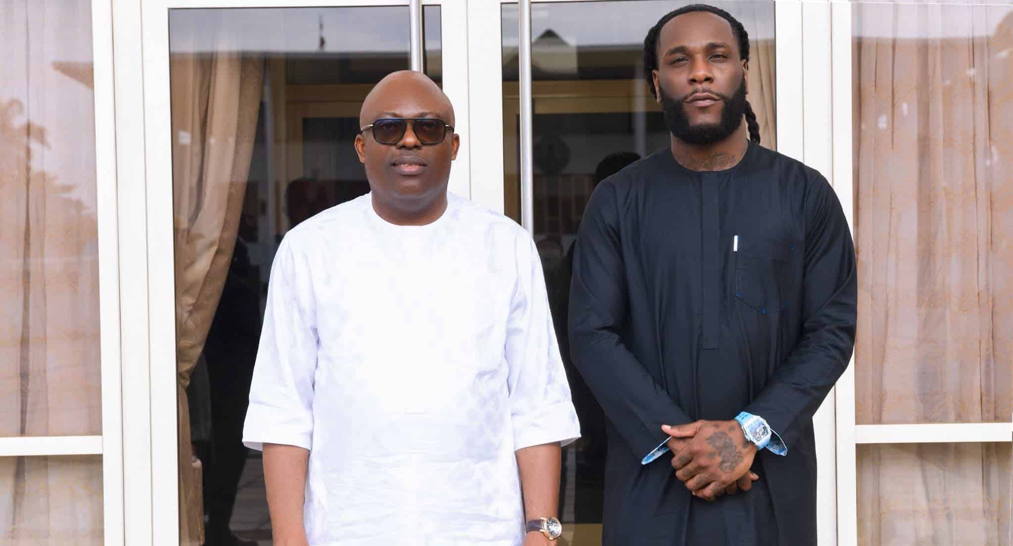 Right - Left: Rivers State Governor, Siminalayi Fubara, Nigerian Singer, Burna Boy