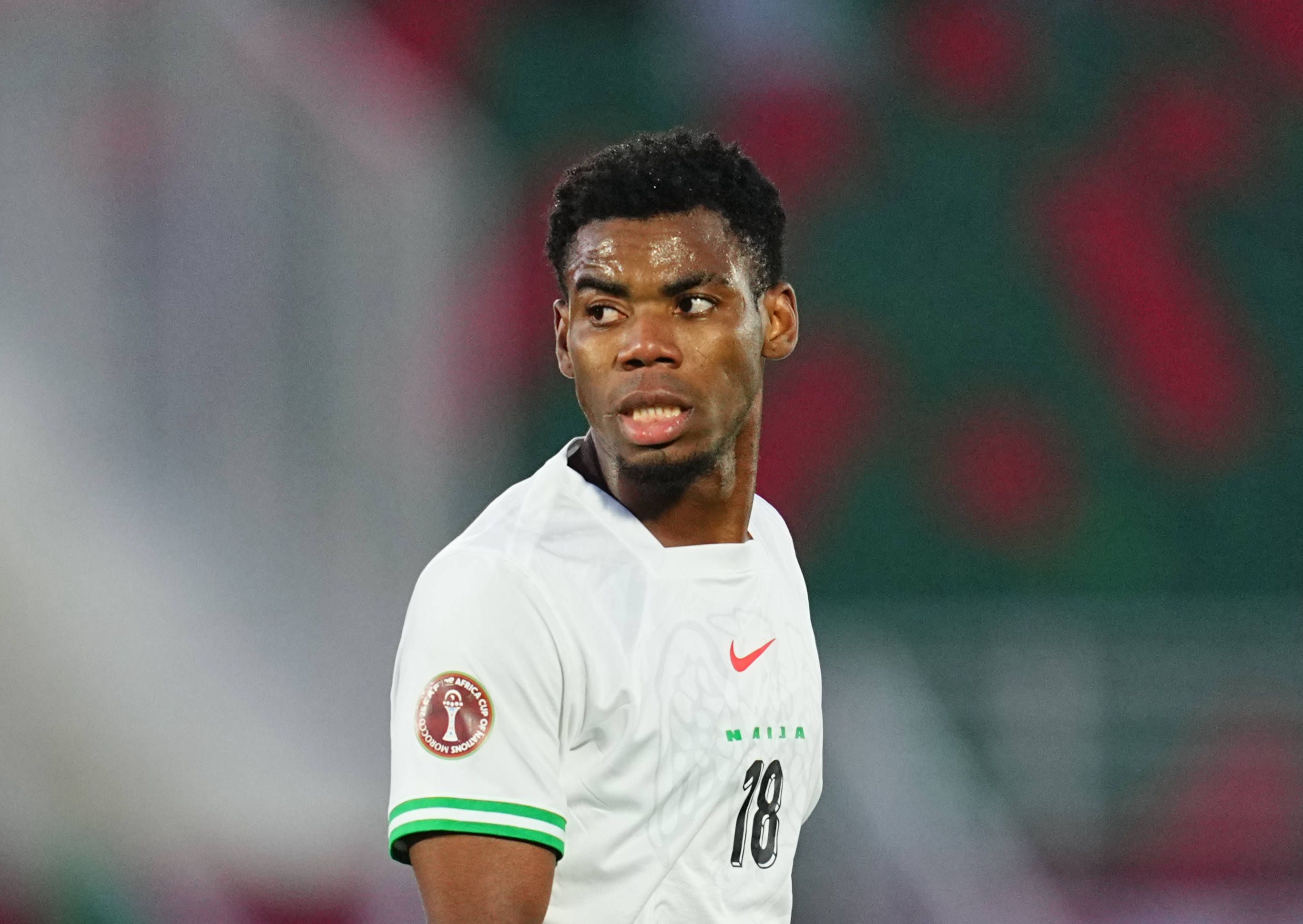 Raphael Onyedika Nigeria looks on during the Africa Cup Of Nations match between Uganda and Nigeria at Fes Stadium on December 30, 2025 in Fes, Morocco.